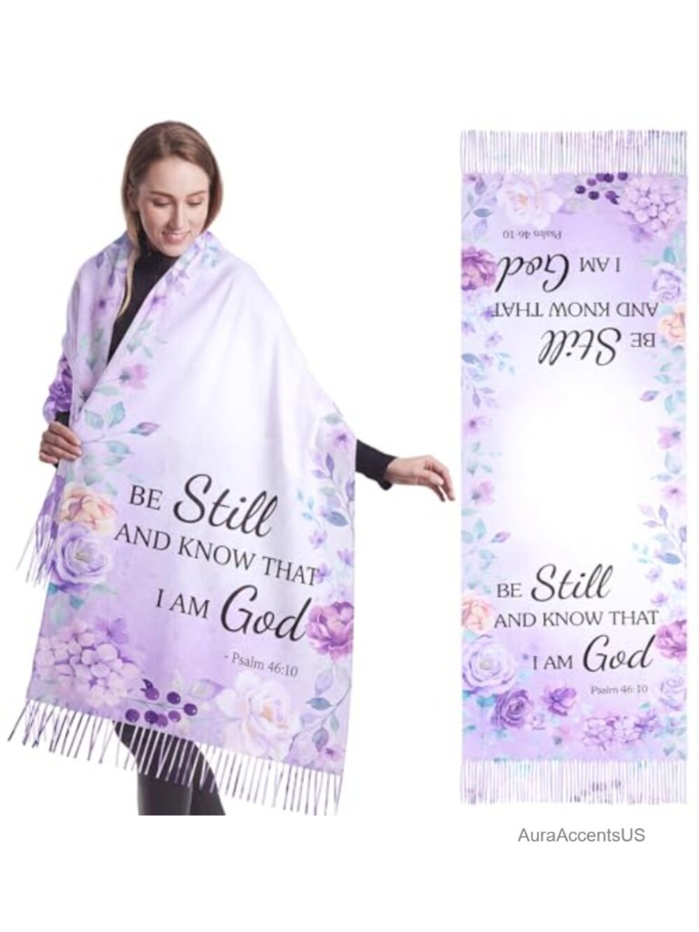 Floral Scripture Prayer Shawl for Women, Soft Lightweight Scarf Wrap